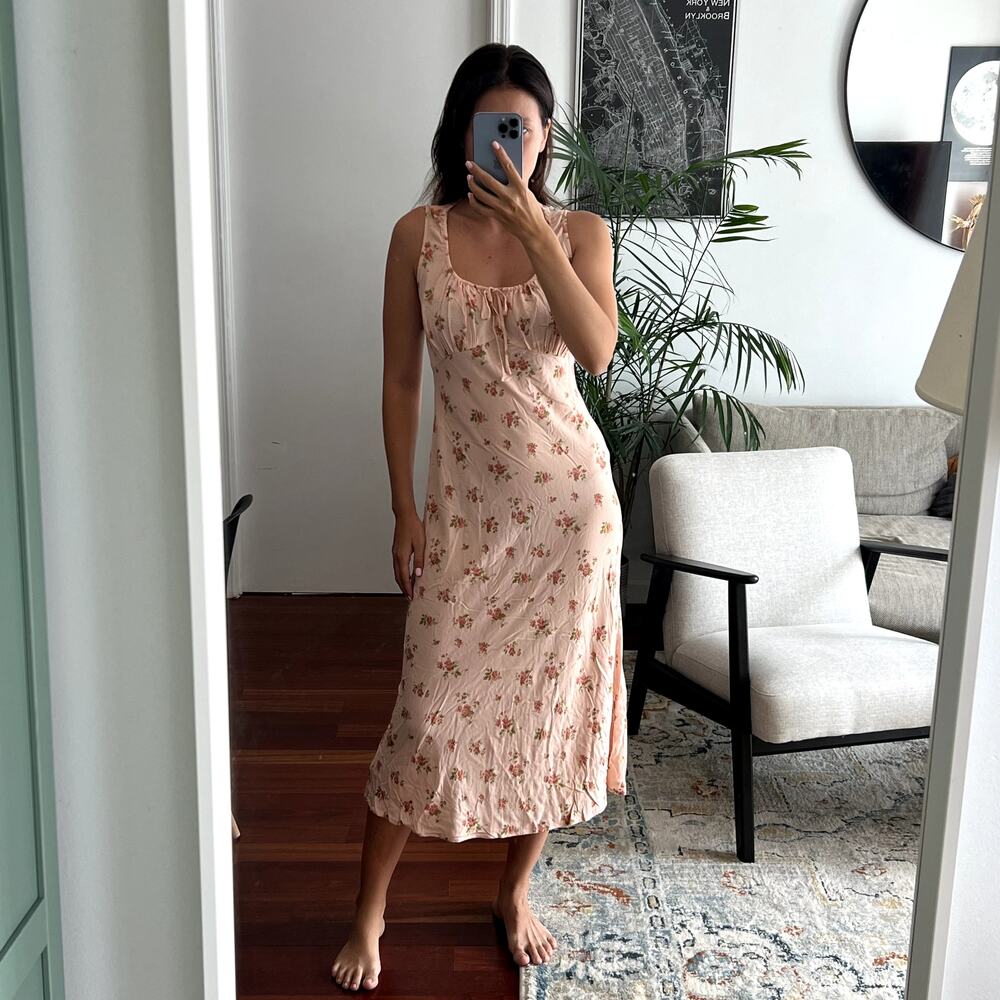 Reformation Pink Floral Midi Dress